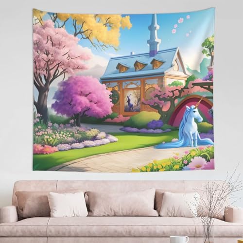 Tapisserie licorne 152x129 cm grand format pour deco de chambre