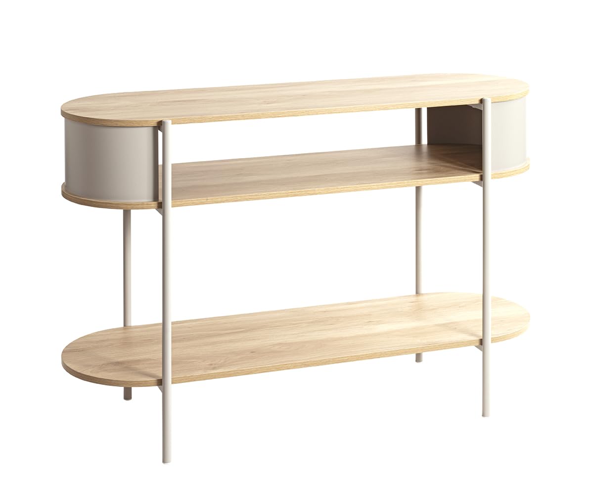 HAKU console, oak, grey, metal, chipboard. Dimensions: W 110 x H 76 x D 39 cm. Style: Modern — image 1