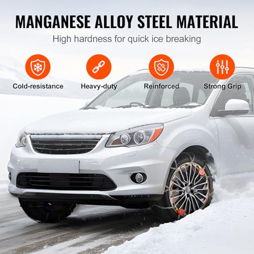 Vevor ANTI-SLIP SNOW CHAINS Auto Tightening Snow Chains, Diamond Mesh Traction Wheel Chains For Anti-Slip, Manganese Alloy Steel Emergency Tire Chains For Cars thumb #2