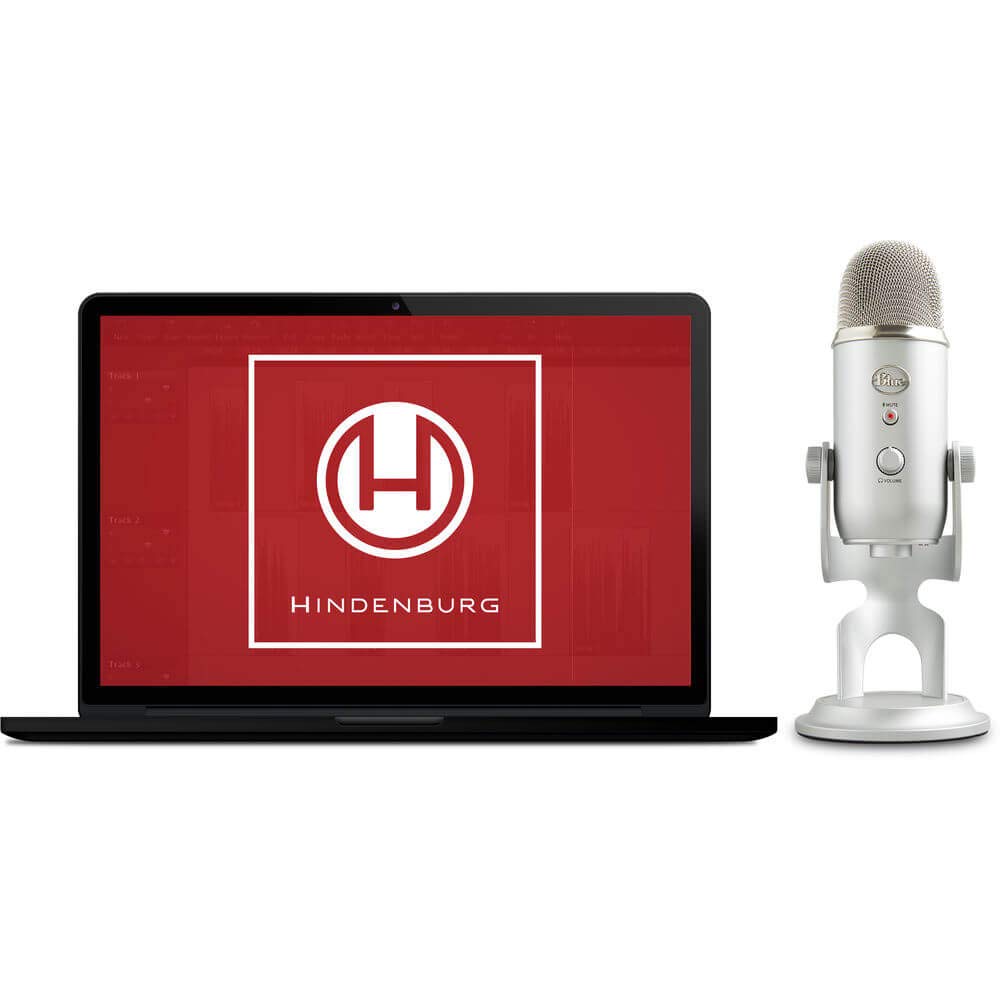 Blue Microphones Yeti Podcaster e Hindenburg Journalist Bundle Microfono USB per Registrazione e Streaming su PC e Mac, 3 Capsule, 4 Modalità di Rilevamento, Argento