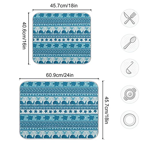 Vvfelixl G58088481P523C558S1113 Dish Drying Mat Whales Starfish Turtles Drying Pad Microfiber Absorbent Dish Drainer thumb #2