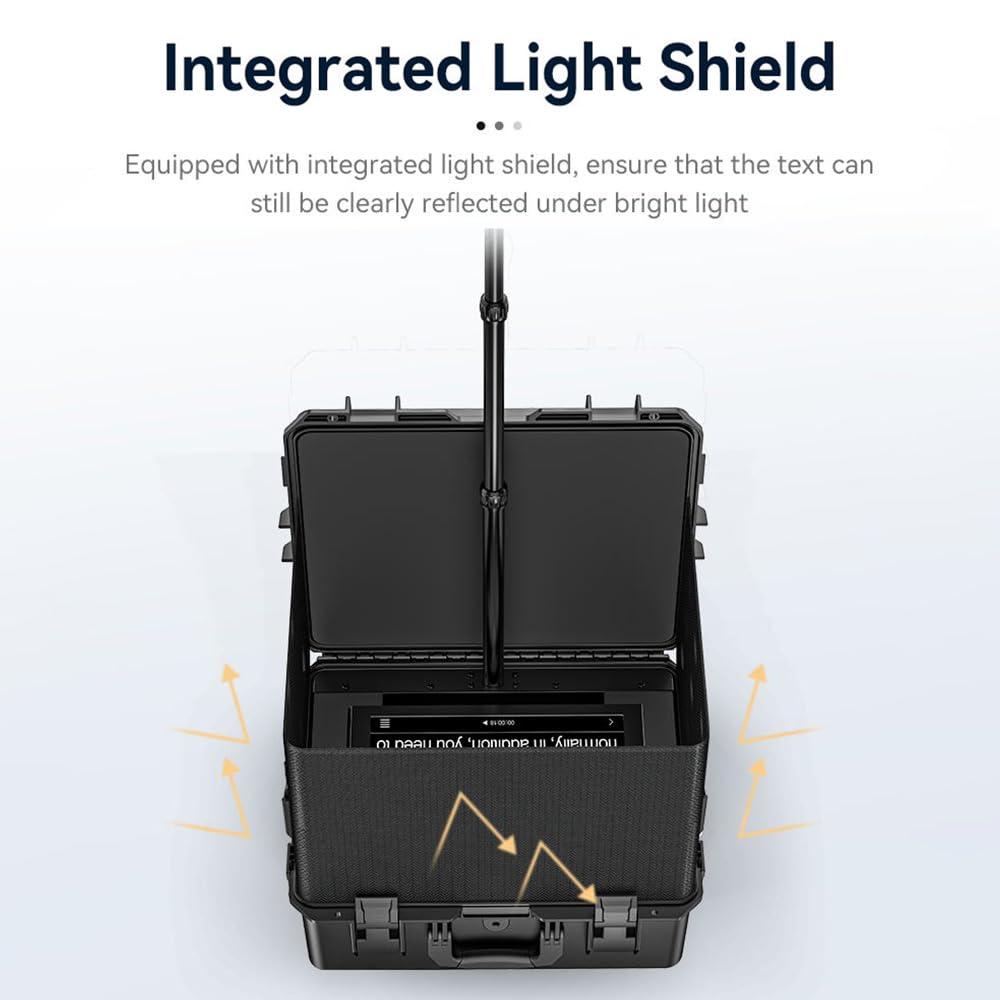 Jemora TP200 Tragbarer Teleprompter, 17-Zoll-Universal-Prompter mit HDMI/SDI-EIN- und Ausgangsunterstützung, App-Steuerung, kompatibel mit Smartphone/Tablet/mit Fernbedienung,