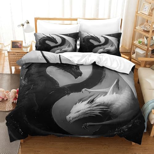 Housse de couette oiseau mythique parure de lit 3D en microfibre pour lit double 200x200cm