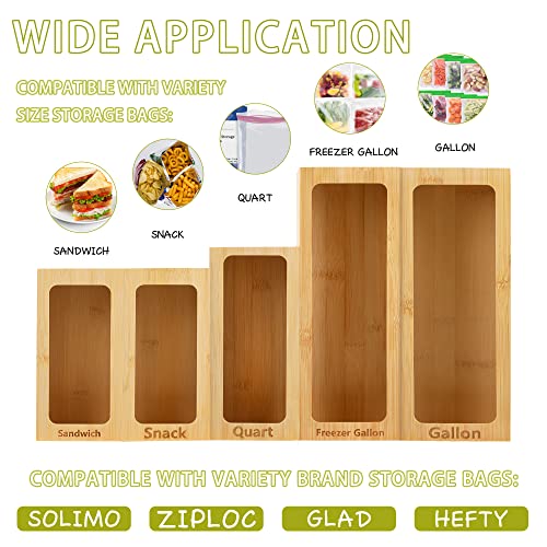 LIBWYS Bamboo Storage Bag Organizer Compatible with Ziploc, Solimo