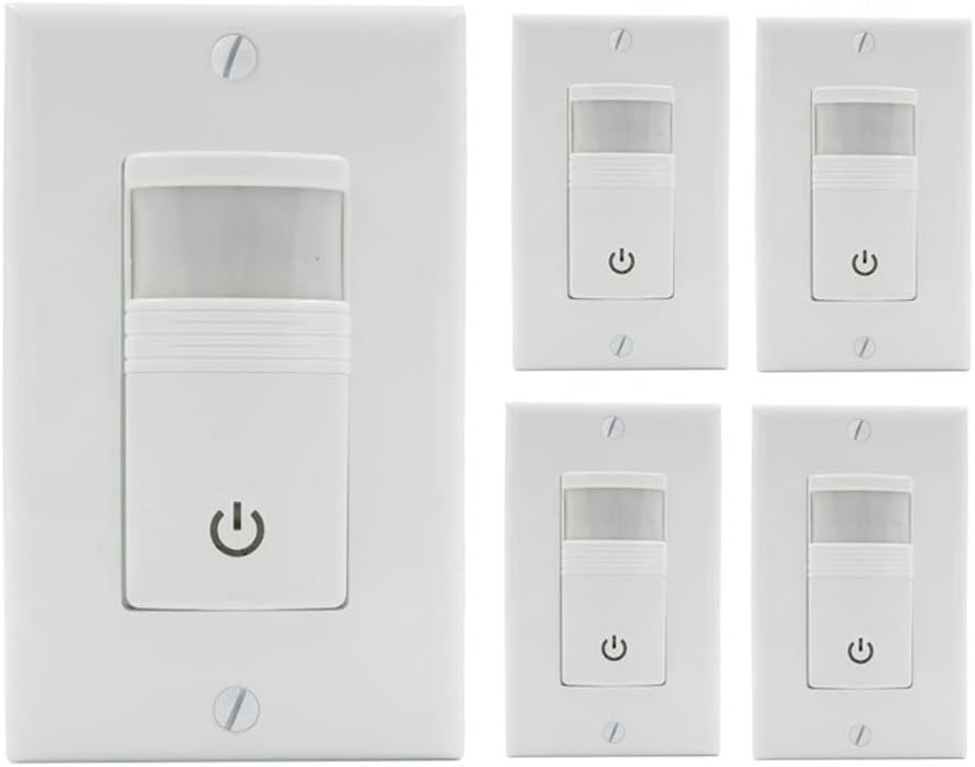 ECOELER PIR Vacancy & Occupancy Motion Sensor Wall Switch, 180°Coverage,UL Listed,Automatic and Manual ON/Off, Wall Plate Included, White (4 Pack)