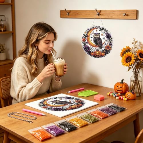 Kit de Arte con Gemas Suncatcher de Halloween para Adultos 2