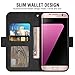 Compatible with Samsung Galaxy S7 Edge Wallet Case and Tempered Glass Screen Protector Flip Cover Card Holder Stand Cell Phone Cases for Glaxay S7edge Gaxaly S 7 Plus Galaxies GS7 7s 7edge Women Black