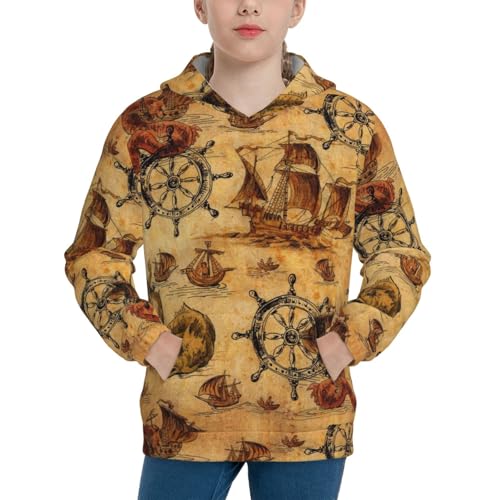 Vintag Ancient Sailboats Kid Hoodies Boys Sweatshirts Girls Pullover with Pocket