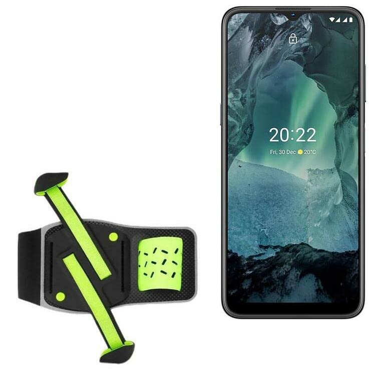 BoxWave Holster Compatible with Nokia G21 - FlexSport Armband, Adjustable Armband for Workout and Running - Stark Green