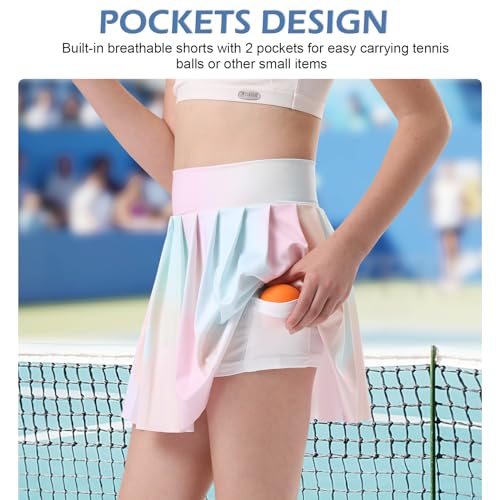 Image of Bezioner Girls Tennis Skirt A-Line Pleated Skirt with Shorts Pocket Uniform Skort for Golf Athletic Cheerleading