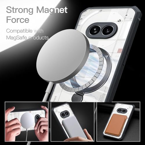 Image of for Nothing Phone 3 Case with Ring Stand Holder [Compatible with Magsafe] TPU Bumper + Acrylic Back Military Grade Airbags Shookproof Drop Protection [1 Tempered Film],Stand Black