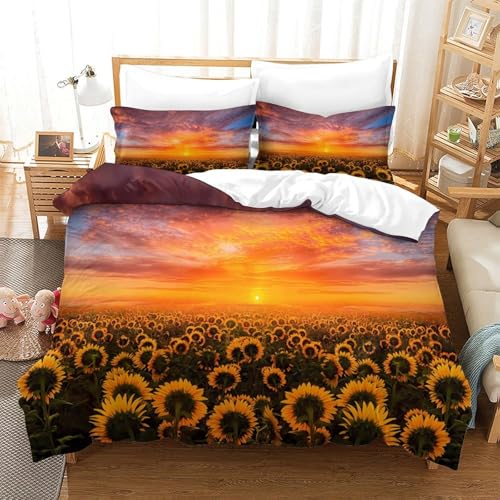 Housse de couette 3D microfibre 220x240cm parure de lit nature king size