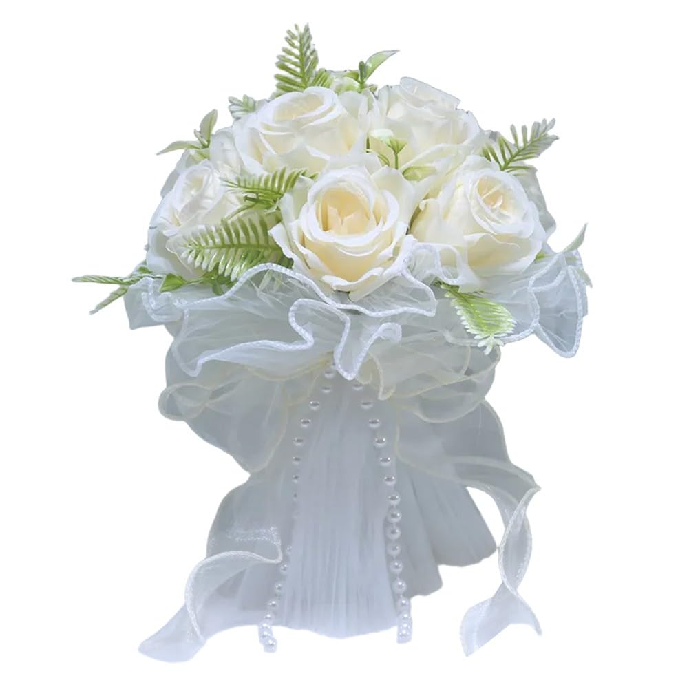 Bouquet de mariée pour mariage extérieur avec perles blanches