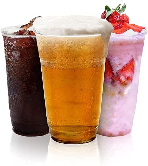 Signature Packaging Heavy Duty Clear Plastic Cups - 330 ml (Half Pint) - 50 Pack of Disposable Cups - Strong PET Plastic Pint Glasses - The Ideal Beer Cup for Festivals, BBQs, and Football Games