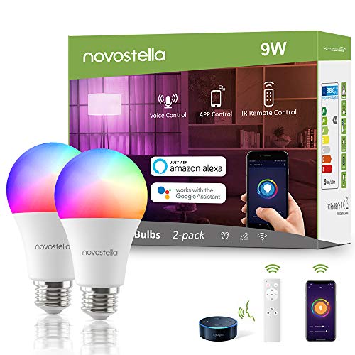 LED Smart Lampe 9W 900LM E27 mit Fernbedienung Novostella Alexa Wifi Glühbirne Mehrfarbige Dimmbare LED Glühbirne 2700-6500K Smart Bulb steuerbar via APP Kompatibel mit Alexa Google Home (2 Pack)