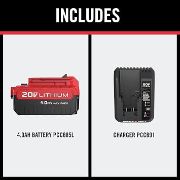 Porter-Cable PCC685LCK 20V MAX 4 Ah Lithium-Ion Battery and Rapid Charger Starter Kit