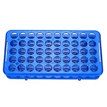 Plastic Test Tube Holder Rack for 5ml/10ml/15ml Tubes, Detachable,Holes 50Blue Single