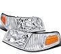 Spec-D Tuning Chrome Housing Clear Lens Headlights + Corner Lights Compatible with Ford Crown Victoria 1998-2011 L+R Pair Head Light Lamp Assembly