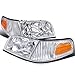 SPEC-D TUNING Chrome Housing Clear Lens Headlights + Corner Lights Compatible with Ford Crown Victoria 1998-2011 L+R Pair Head Light Lamp Assembly