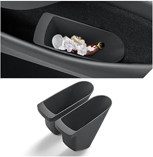 for Tesla Model Y Juniper 2025 2026 Trash Can Car Door Trash Bins Storage Boxes, Interior Garbage Can Front Door Organizer for Model Y Juniper Accessories (2 Pack, Driver & Front Passenger Sides)