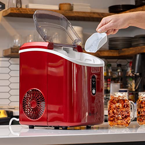 Deco Chef 33LB Per Day Countertop Ice Maker, 1-Click Automatic Operation, Self-Cleaning, Chewable Soft Nugget Ice, Red Stainless - Thumbnail 7