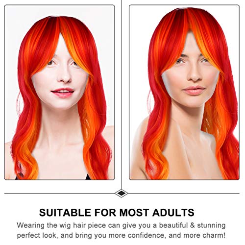 FRCOLOR Peruca Longa Cacheada Feminina Gradiente Cor Ondas Grandes Peruca Com Franja Peruca Lolita F