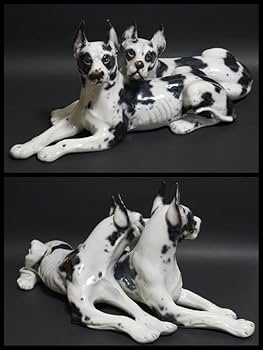 イタリア製Ceramiche Ronzan大型可愛らしい2匹グレート デーン置物 イタリア製Ceramiche Ronzan大型可愛らしい2匹グレート デーン