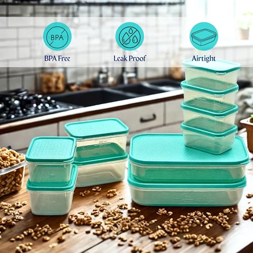 Image of Happy Cove Kitchen 10 Piece Container Set - Durable Containers for Kitchen Storage Set, BPA-Free, Stackable, Clear Organizers for Pantry, Fridge, and More | Microwave Safe | Dishwasher Safe