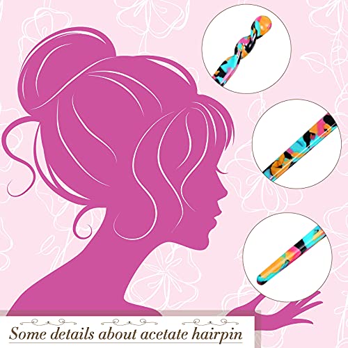 6 Pieces Acetate Hair Sticks Tortoise Shell Hairpin Chopsticks Hair Accessories Leopard Print Hair Pins Chinese Retro Hairpins Disk Hair Sticks Hair Styling Pins For Women Girls (Novel Patterns) #TOP5