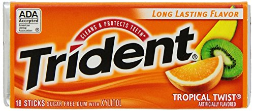Trident Tropical Twist, 18-Count (Pack of 3)
