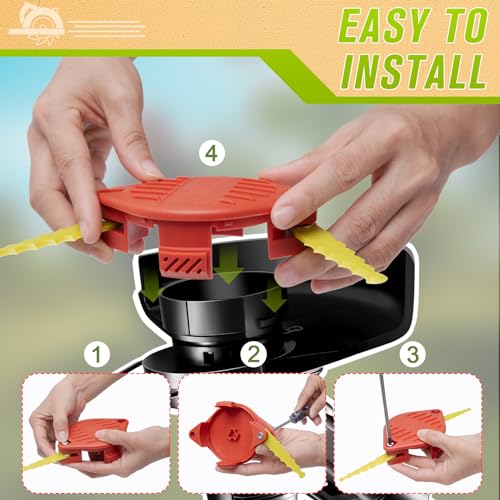 TOPEMAI AF-100 Replacement Spool Line with Polycarbonate Blades Trimmer Head Replacement Parts for Black Decker GH900 GH600 String Trimmer Edgers (1Head+10Blades+6 Spools)