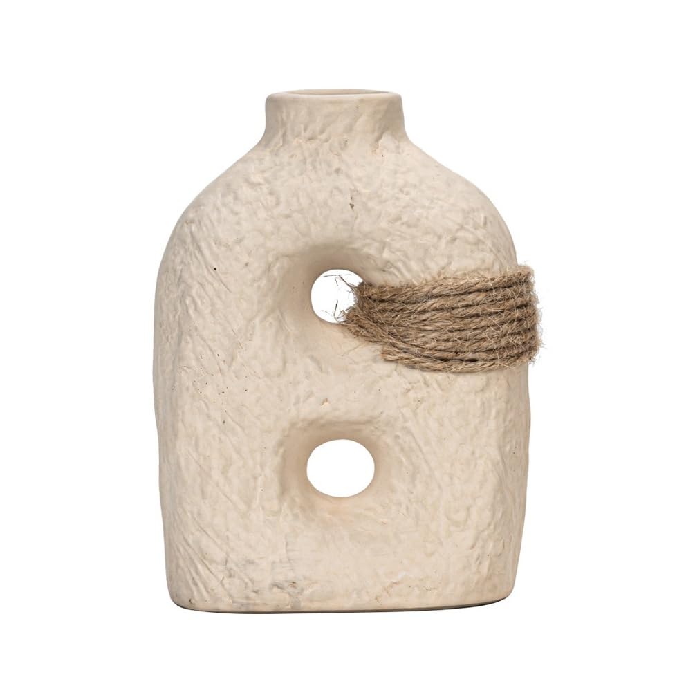 Gfhtrely A Vase Earth-Glazed Small Flower Inserts, Simple Rope-Tied Ceramic Vases, Decorative Craft Ornaments Flower(A)