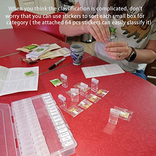Seed Storage Box, 48 Slot Plastic Seed Storage Organizer With Label Sticker 2 Size Transparent Seed Container Multi-Purpose Reusable Storage Container For Flower Vegetable Seed, 16Pcs Big+32 Pcs Small #TOP4