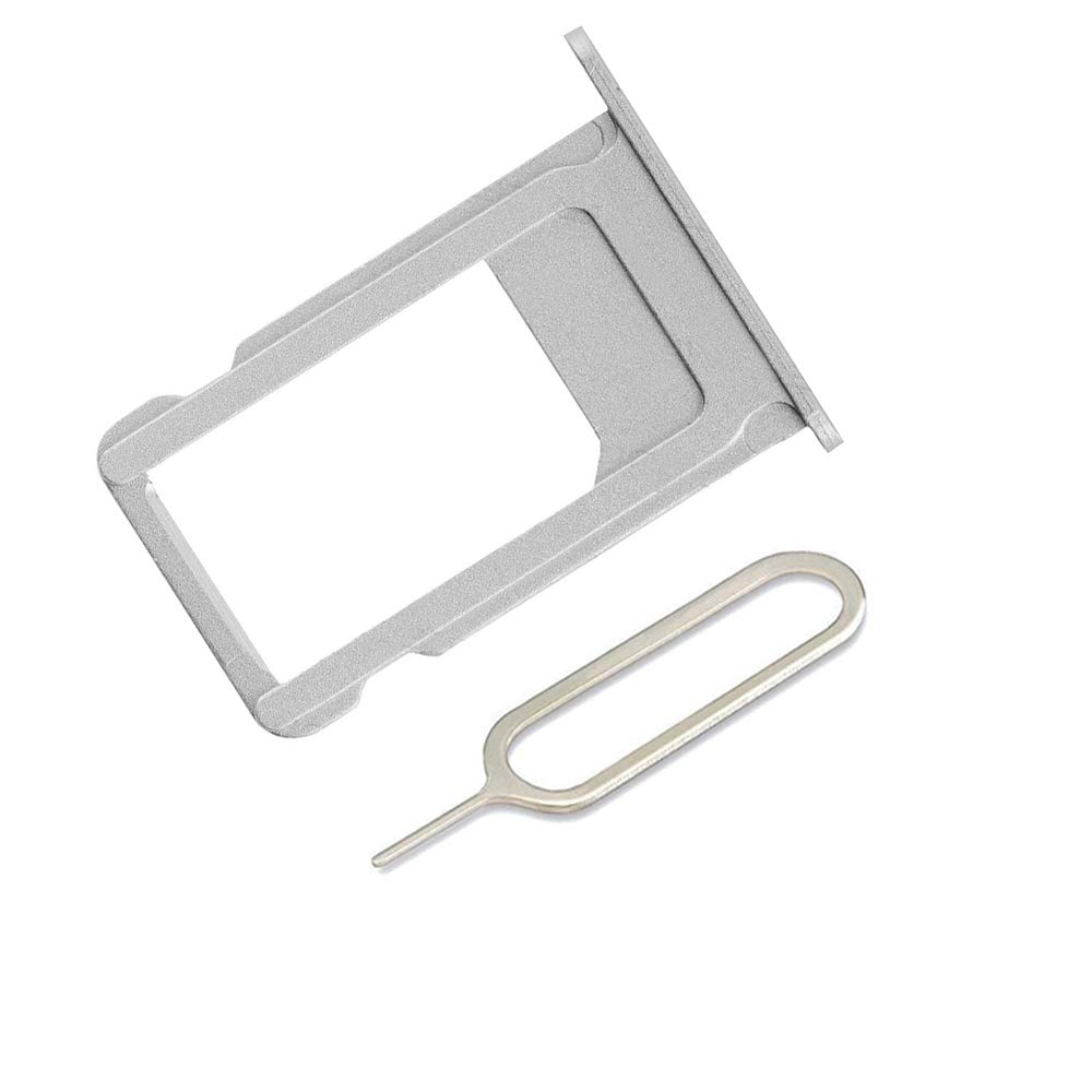 LIBAI-V Sim Tray Holder Compatible with iPhone 6s Plus with Removal Ejet Pin + Cloth (Silver)
