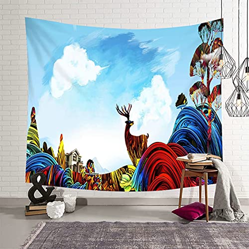 Tapiz de pared KnSam con diseño de alce, poliéster resistente 150x150cm