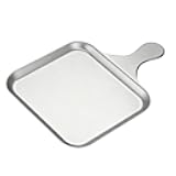 Qcbuegof Multipurpose Stainless Steel Square Round Plate Steak Presentation Snacks Serving BBQ Party Dishwasher Friendly Portable Design Steak Dinner Plate