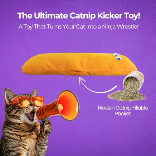 Image of Kipenzi Cat Kicker Plush Toy Set for Cats & Kittens | Soft, Colorful & Lightweight Toys with Catnip fillable Pocket | Non-Squeaky, Fun Indoor Play | Pack of 3 (Colors May Vary)
