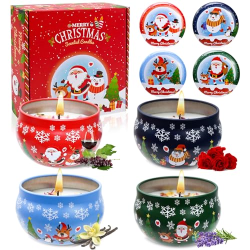 Arbolisse Ideas Regalo Mujer Navidad Velas Aromáticas, 4pc Regalo Amigo Invisible Mujer, Regalos ParaMujer, Cera De Soja Natural,Navidad RegaloNovia,Amago, Hermanas, Compañero