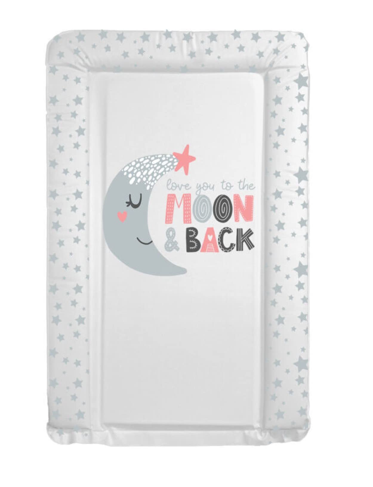 Baby Nursery Waterproof Soft Padded Changing Mat Raised Soft Edges Easy Wipe Clean Nappy Change Pad Cute Lovely Animal Design for Girl Boy (Moon Pink) — image 1