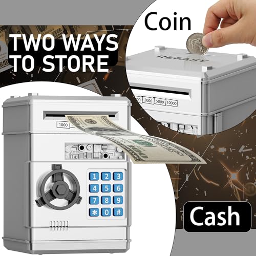 Image of Refasy Piggy Bank Cash Coin Can ATM Bank Electronic Coin Money Bank for Kids Age 3-12, Money Savings Box Mini ATM Coin Bank Toys Gifts for 3 4 5 6 7 8 9 10 11 12 Year Old Boys Girls
