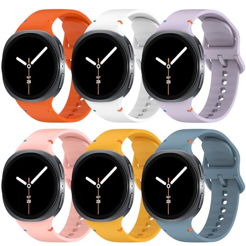 BDIG 6 Stück Sport Armband für Samsung Galaxy Watch 8 Armband 40mm 44mm/Galaxy Watch 8 Classic 46mm Weiches Sillikon Uhrenarmband Ersatzarmband für Herren Damen