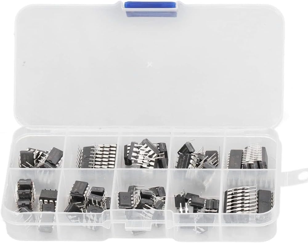 Suithink IC Chips Kit 85 Pieces 10 Types Integrated Circuit Chip, NE555, LM324, LM393, UA741, ULN2803, LM358, LM386, NE5532, ULN2003, PC817, Electronic Components