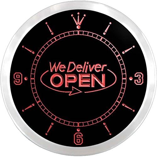 ADVPRO nc0696-b Open We Deliver Services Cafe Neon Sign LED Wall Clock