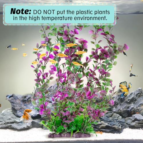 Image of Hamiledyi Aquarium Plastic Plants Aquarium Decor Artificial Fish Tank Plants,Tall Fish Tank Decorations, Extra Large Aquarium Plant 20.4-inch Tall,1PCS