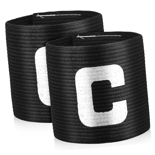 PartyKindom 2PCS Soccer Captain Football Team Armband?Unisex Elastic Adjustable Arm Band Team Sports Accessories for Youth and Adult
