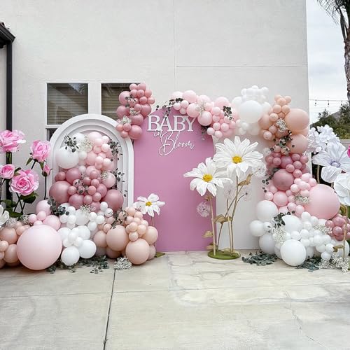 Image of Jobkoo 5 Inch Pink Balloons, 60 Pcs Boho Blush Pink Party Balloon Small Dusty Rose Nude Pink Balloons 5'' Mini Retro Vintage Pink Latex Helium Balloon for Girl Baby Shower Wedding Birthday Party Decor