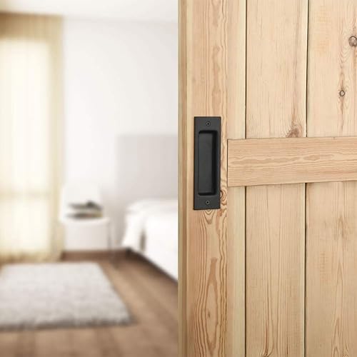 Miniatura 2 de Nueva manija empotrada de 6.5 pulgadas para puerta corrediza de granero, puerta de bolsillo y puerta de armario, rectangular negro mate