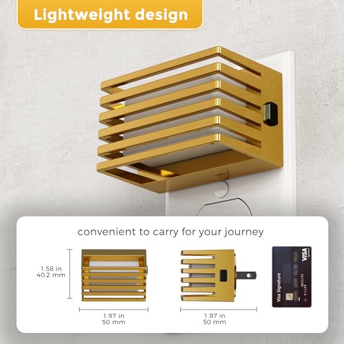 Image of L LOHAS LED Night Lights Plug into Wall, 2 Pack Modern Night Light with Dusk to Dawn Sensor, Dimmable Plug in Night Light, Adjustable Brightness, 3000K Soft White for Bedroom Bathroom Hallway(Gold)