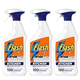 Flash KITCHEN Cleaner Spray 800ml x 3 – Powerful Degreasing Kitchen Cleaning Spray – Removes Up to 100% Kitchen Grease – Citrus Fresh Scent