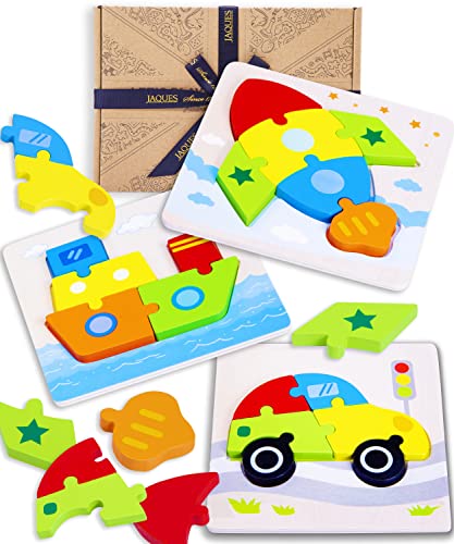 Jaques de Londres Permite Jugar al Rompecabezas de vehículos - Puzzles de Madera Ideales para 2 3 4 años y Rompecabezas para niños - Juguetes de Madera de Calidad Desde 1795 Cover